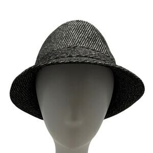 1990s Payless Fedora Hat Gray Black Wool Blend Trilby Style Lot# 87934 Unisex